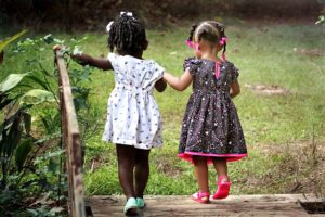 preschool girls playing together 